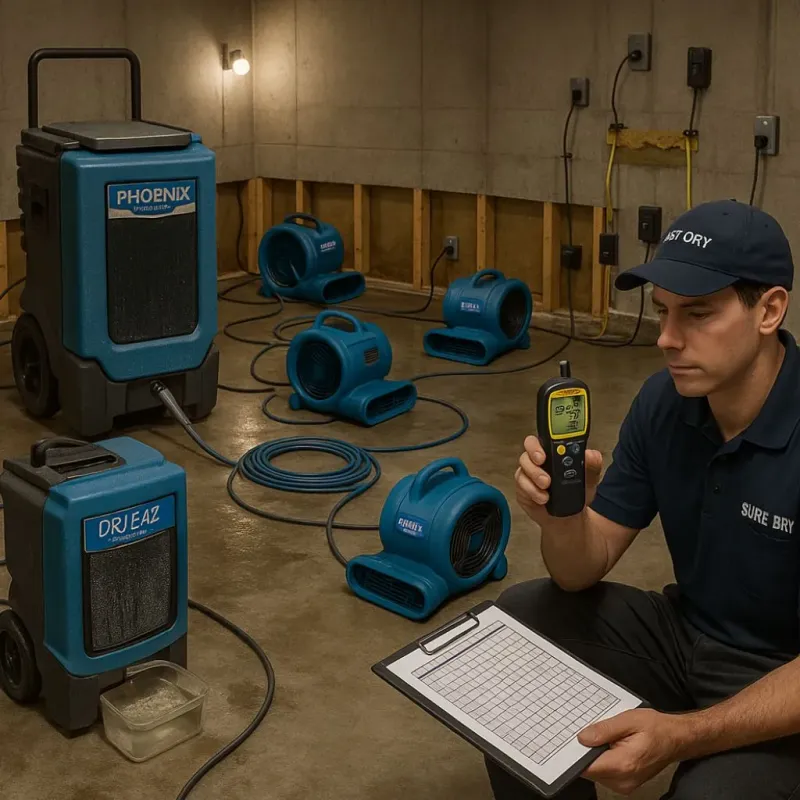 Structural Drying and Dehumidification process in New Paris, IN